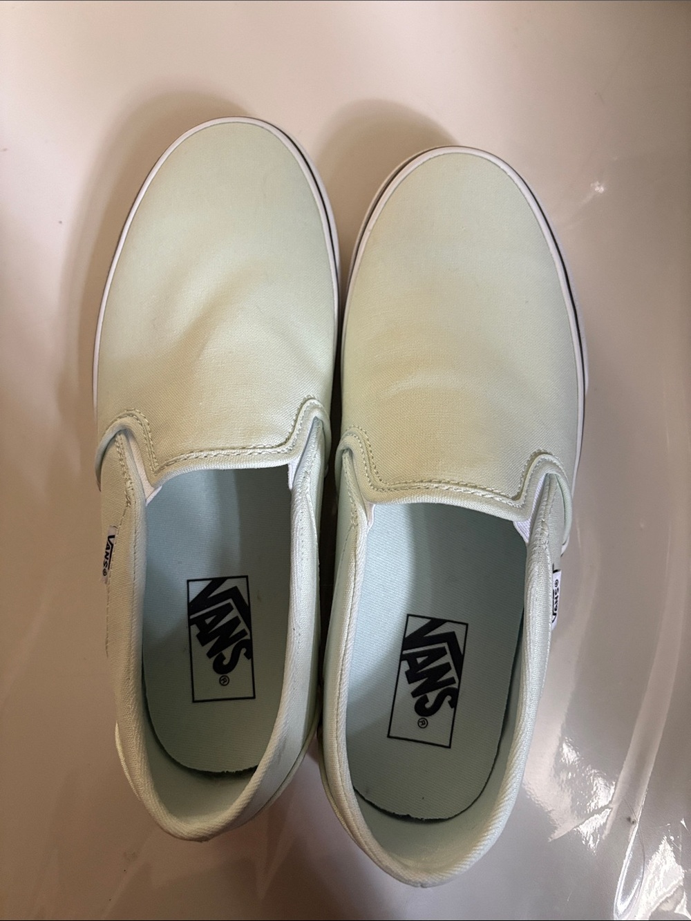 Vans Slip-On Sneakers in Pale Mint. Woman’s size 9